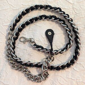 Heavy Duty Leather Wrapped Chain Belt Wallet Vest Extender 47 inch